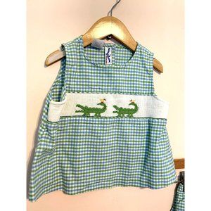 Silly Goose 2 piece hand smocked vintage set, size 4T 100% cotton So sweet!